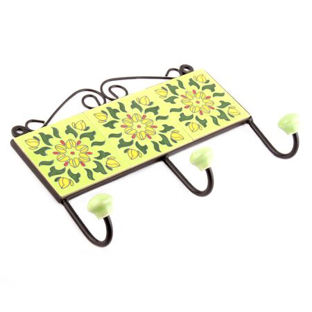 Yellow And Forest Green Flower Tiles Hooks Online